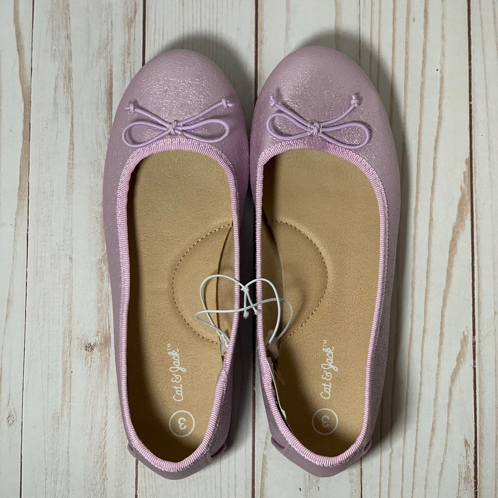 Cat & Jack Girls Stacy Ballet Purple Flats